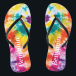 Rainbow Tie Dye Colourful Custom Name Vacation Dad Jandals<br><div class="desc">Colourful Rainbow Tie Dye Custom Name flip flops you can easily add a name,  to make a unique one of a kind gift for your best friend or the rest of the family before heading off to your next tropical destination.</div>