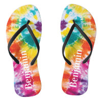 Rainbow Tie Dye Colourful Custom Name Vacation Dad