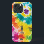 Rainbow Tie Dye Custom Name Modern Dad Birthday iPhone 13 Pro Case<br><div class="desc">Colourful Rainbow Tie Dye Custom Name Phone case you can easily add a name to make a unique one of a kind gift for your dad,  best friend or someone special in your life</div>