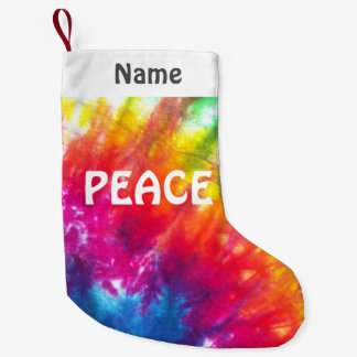 Rainbow Tie-Dye Customised Peace Small Christmas Stocking