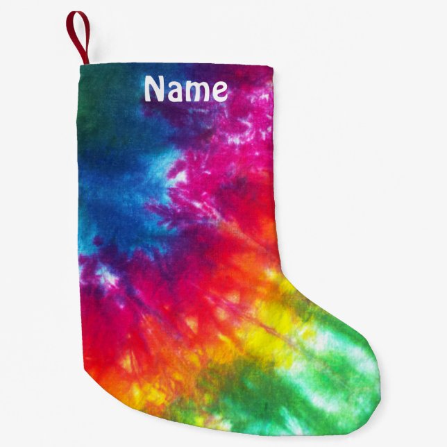 Rainbow Tie-Dye Customised Small Christmas Stocking (Front)