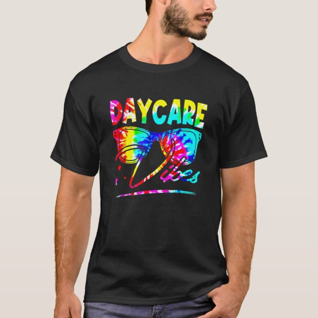 Rainbow Tie Dye Glasses Daycare Vibes Back To Scho T-Shirt (Front)