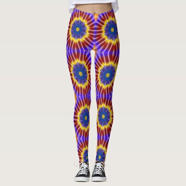 Rainbow Tie Dye Kaleidoscope Leggings (Front)