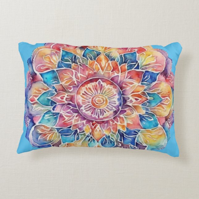 Rainbow Tie-Dye Mandala Decorative Cushion (Back)