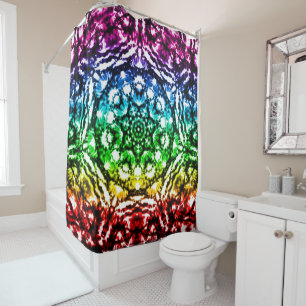 Rainbow Tie Dye Mandala Star Shower Curtain