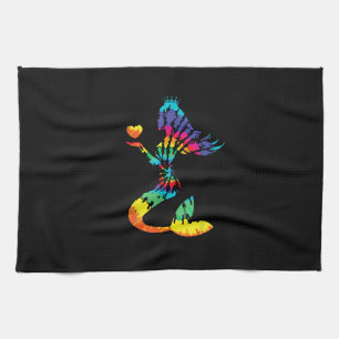 Rainbow Tie-Dye Mermaid Shirt in 60s 70s Retro Hip Tea Towel