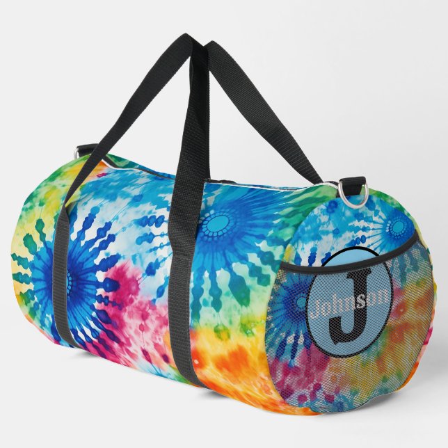 Rainbow Tie Dye Monogram Personalised Gear Duffle Bag (Right Corner)