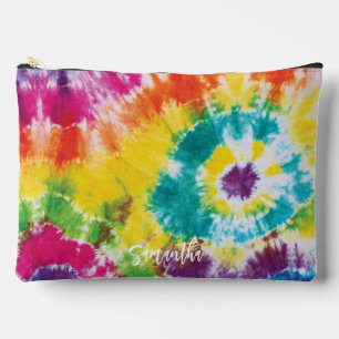 Rainbow Tie Dye Personalised Colourful Accessory Pouch