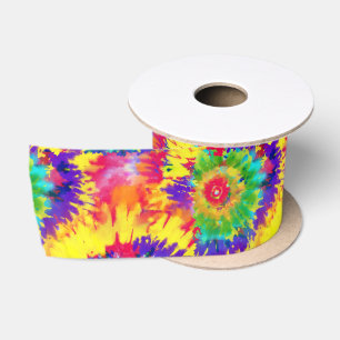 Rainbow Tie Dye Retro Style Colourful Art Artist Satin Ribbon