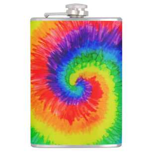 Rainbow Tie-Dye Swirl Hip Flask
