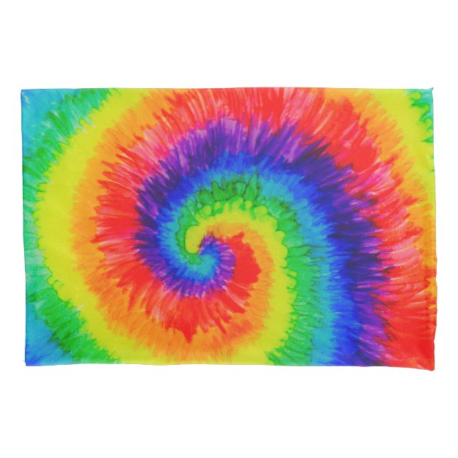 Rainbow Tie-Dye Swirl Pillowcase (Front)