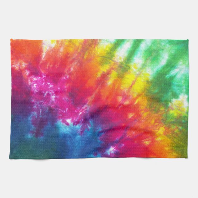 Rainbow Tie-Dye Tea Towel (Horizontal)