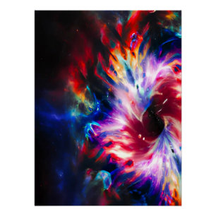 Rainbow TieDye Blackhole Galaxy Glossy Poster