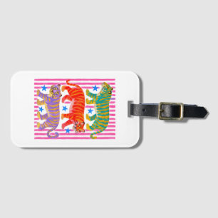 rainbow tiger dreams luggage tag