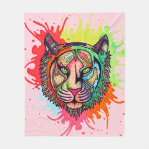 Rainbow Tiger Fleece Blanket