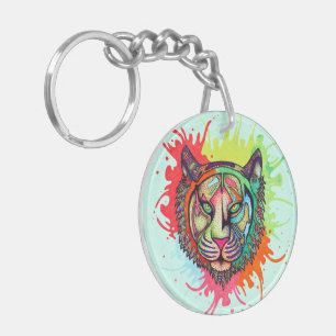 Rainbow Tiger Key Ring