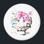 Rainbow Tiger Magnet<br><div class="desc">A very cool and modern design featuring a tiger, destructured in a lot of super colourful ink spots.</div>