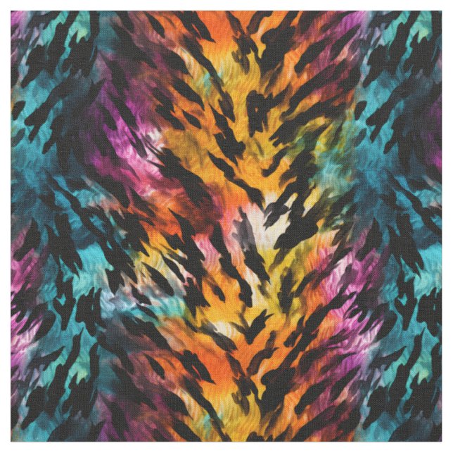 Rainbow Tiger Stripes Fabric (Close Up)