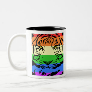 Rainbow Tiger Two-Tone Coffee Mug