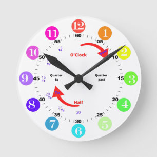 Rainbow Time Learning  Round Clock