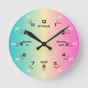 Rainbow Time Learning  Round Clock