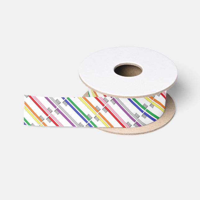 Rainbow Toothbrushes Ribbon Satin Ribbon (Spool)
