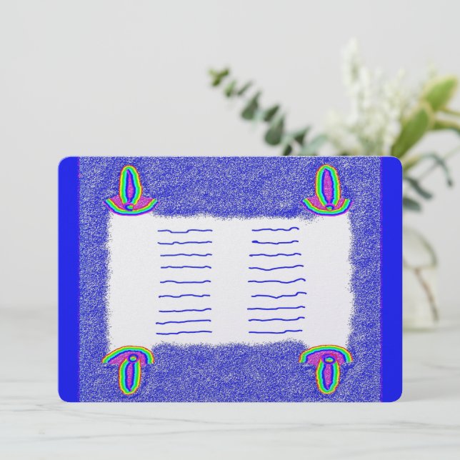 Rainbow Torah bar mitzvah bat mitzvah flat card (Standing Front)