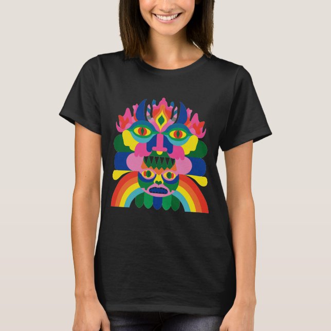 Rainbow Totem Mask Art T-Shirt (Front)