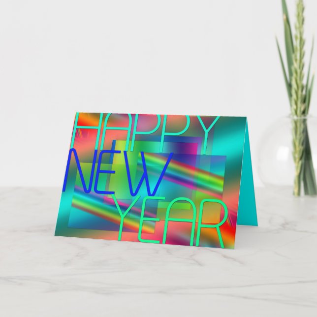 Rainbow Transparency Happy New Year 2019 Greeting Holiday Card (Front)