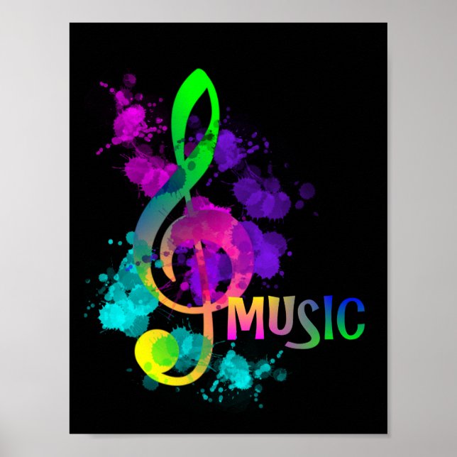 Rainbow Treble Clef Music Themed Poster (Front)