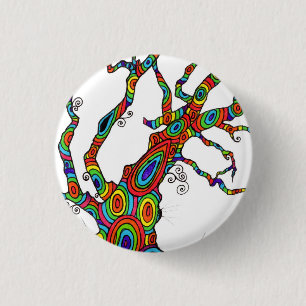 Rainbow Tree - colourful button badge