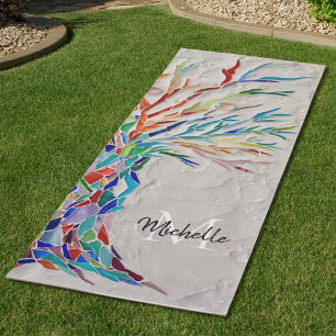 Rainbow Tree Name Monogram Yoga Mat