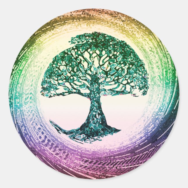 Rainbow Tree of Life by Amelia Carrie Classic Round Sticker (Front)
