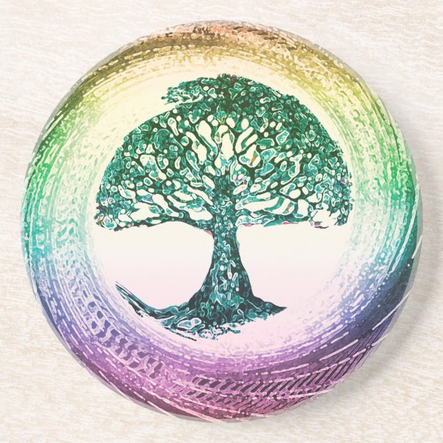 Rainbow Tree of Life by Amelia Carrie Coaster (Front)