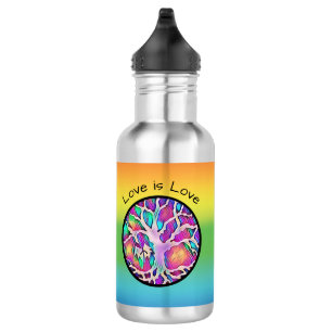 Rainbow Tree of Life "Love is Love" Water Bottle