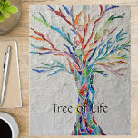 Rainbow Tree of Life Mosaic<br><div class="desc">This decorative jigsaw puzzle features a print of a rainbow coloured mosaic tree and the words Tree of Life in bold typography. I made the original design in mosaic using tiny fragments of brightly coloured glass set into a pale grey plaster background. You can customise this canvas by changing the...</div>