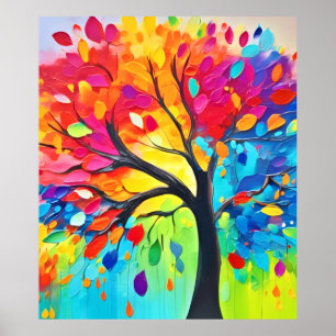Rainbow Tree of Life Painting Poster