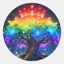Rainbow Tree of Light Round Sticker