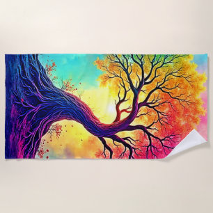 Rainbow Tree: Roots of Infinite Hope Art Beach Towel