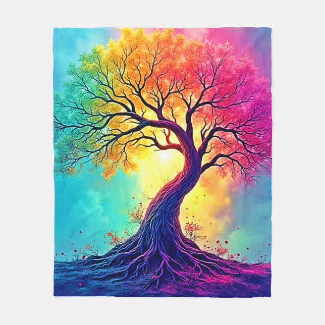  Rainbow Tree: Roots of Infinite Hope Art Fleece Blanket (Front)