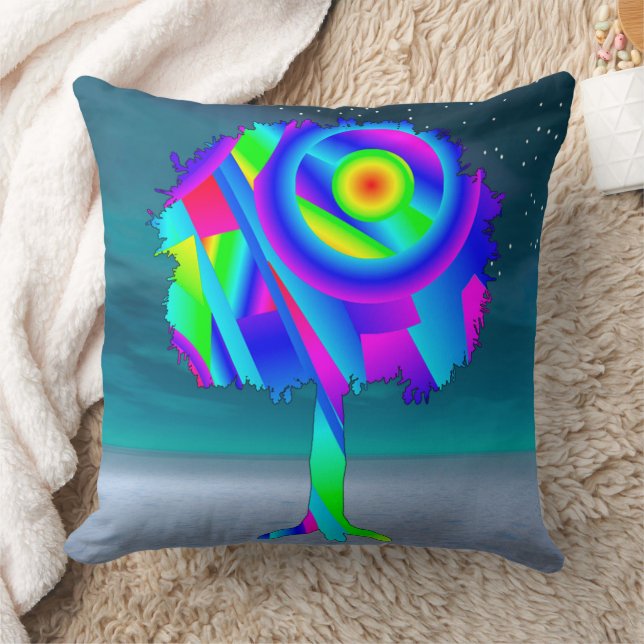 Rainbow Tree Throw Pillow (Blanket)