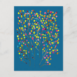 Rainbow tree watercolor postcard