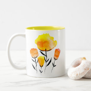 Rainbow tree watercolor Two-Tone coffee mug
