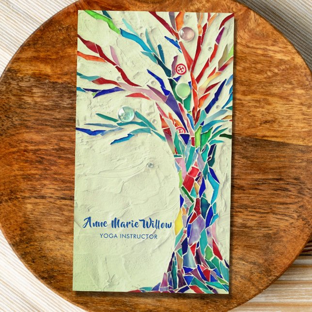 Rainbow Tree Yoga Instructor Green Business Card (Creator Uploaded)