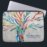 Rainbow Tree Yoga Instructor  Laptop Sleeve<br><div class="desc">This decorative laptop sleeve features a print of a rainbow coloured mosaic tree on a pale grey background. Add your name and occupation to personalise this case. Use the Customise Further option to change the text size, style or colour if you wish. Because we create our own artwork you won't...</div>