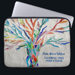 Rainbow Tree Yoga Studio Laptop Sleeve<br><div class="desc">This decorative laptop sleeve features a print of a rainbow coloured mosaic tree on a pale grey background. Add your name and studio name to personalise this case. Use the Customise Further option to change the text size, style or colour if you wish. Because we create our own artwork you...</div>