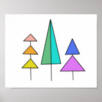 rainbow trees geometric digital simple triangles