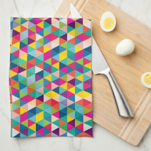 Rainbow Triangles Modern Pattern Tea Towel