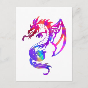 Rainbow Tribal Tattoo Dragon Postcard