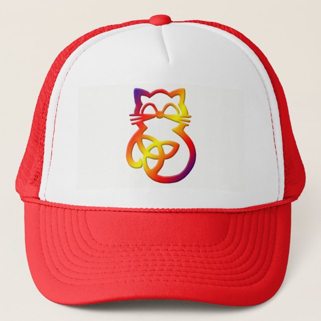 Rainbow Trinity Knot Celtic Cat Hat (Front)